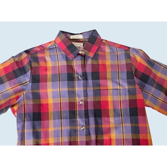Vintage LEE Plaid Full Button Shirt 1980s Preppy Casual Size Small - Picture 3 of 7